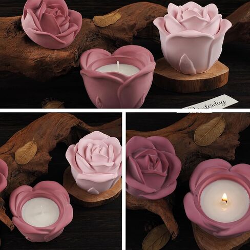 3D Rose Shaped Storage jar Mold (with lid) 2pcs, epoxy Resin Jewelry Box Mold, Romantic Rose Souvenir Container molds,DIY Crafts, Valentine's Day Gifts, candlesticks Candy Chocolate Storage Boxes. in Saudi Arabia