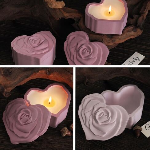 3D Rose Shaped Storage jar Mold (with lid) 2pcs, epoxy Resin Jewelry Box Mold, Romantic Rose Souvenir Container molds,DIY Crafts, Valentine's Day Gifts, candlesticks Candy Chocolate Storage Boxes. in Saudi Arabia
