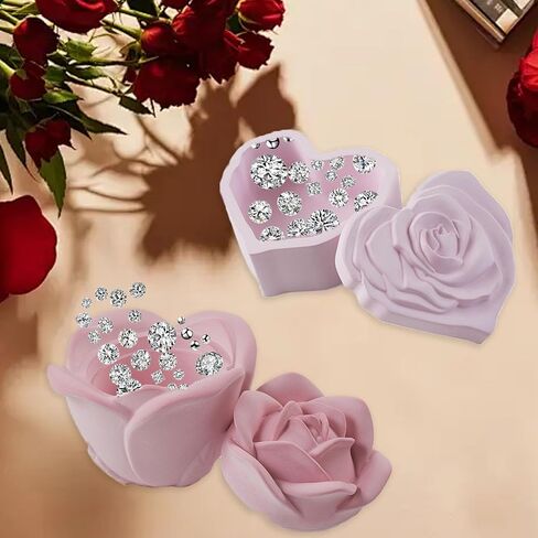 3D Rose Shaped Storage jar Mold (with lid) 2pcs, epoxy Resin Jewelry Box Mold, Romantic Rose Souvenir Container molds,DIY Crafts, Valentine's Day Gifts, candlesticks Candy Chocolate Storage Boxes. in Saudi Arabia