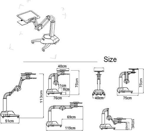 Full-motion long-arm multi-function mobile laptop table sofa bedside PS rack lazy lift mobile computer table in Saudi Arabia