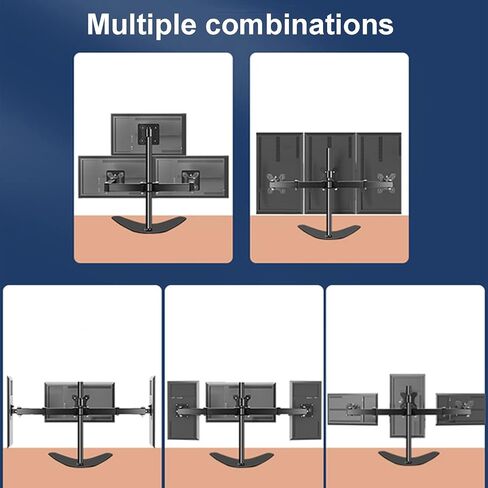 Universal Tv Stand Triple Monitor Stand, 3 Monitor Desk Mount for Three Max 27 Inch Computer Screen, Three Heavy Duty Full Motion Adjustable Arms Times in Kuwait