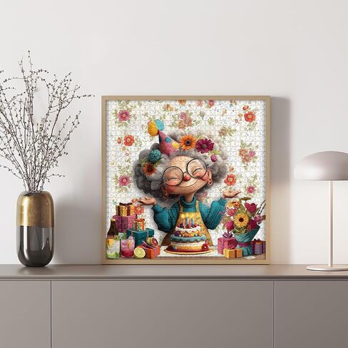 Fun Grandma Puzzles for Adults, Cute Granny Birthday Cake Flower Art Puzzle,Funny Challenge Jigsaw Puzzle 1000 Piece in Saudi Arabia