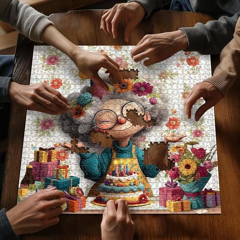 Fun Grandma Puzzles for Adults, Cute Granny Birthday Cake Flower Art Puzzle,Funny Challenge Jigsaw Puzzle 1000 Piece in Saudi Arabia