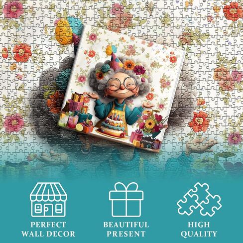 Fun Grandma Puzzles for Adults, Cute Granny Birthday Cake Flower Art Puzzle,Funny Challenge Jigsaw Puzzle 1000 Piece in Saudi Arabia
