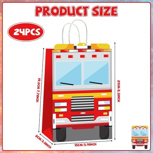 12pcs Fire Fire Truck على شكل Goodie Bags Fire Truck Gift Wicks Snacks Candy Parties Favors Bags with Handles Red Firetruck Party Bag for Firetruck Fireman Kids Birthdy Party Supplies Supplies in Saudi Arabia