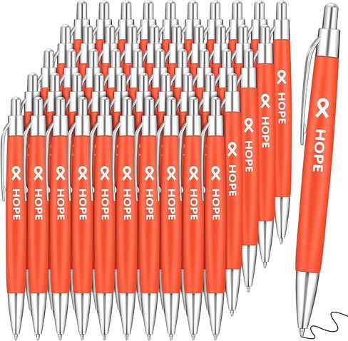 Qilery 50 Pcs Breast Cancer Awareness Pens Bulk Ribbon Awareness Ballpoint Pen Anti Violence Bracelets Leukemia Awareness Mental Heath for Volunteering Office Supplies(Pink) in Saudi Arabia