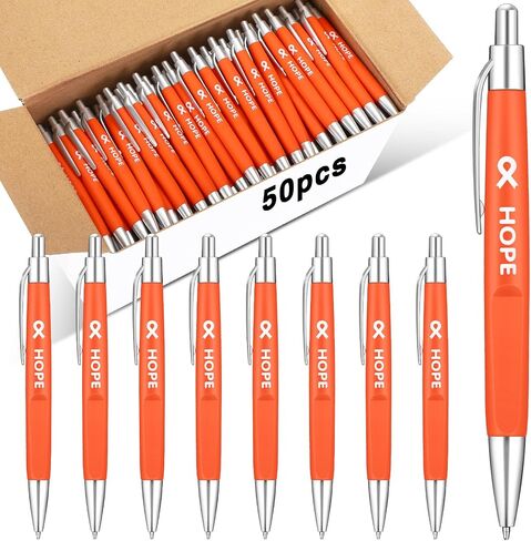Qilery 50 Pcs Breast Cancer Awareness Pens Bulk Ribbon Awareness Ballpoint Pen Anti Violence Bracelets Leukemia Awareness Mental Heath for Volunteering Office Supplies(Pink) in Saudi Arabia