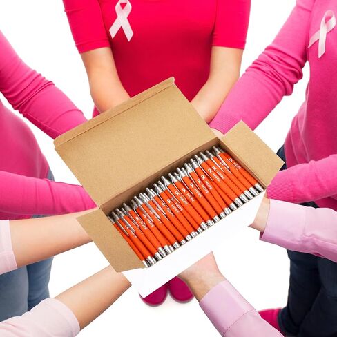 Qilery 50 Pcs Breast Cancer Awareness Pens Bulk Ribbon Awareness Ballpoint Pen Anti Violence Bracelets Leukemia Awareness Mental Heath for Volunteering Office Supplies(Pink) in Saudi Arabia
