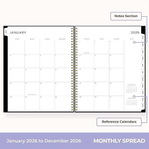 Blue Sky Ashley G 2026 Weekly and Monthly Planner Calendar, January 2026 - December 2026, 8.5" x 11", Flexible Cover, Durable Twin Wire Binding, Laminated Tabs, Pocket & Stickers, Sweetheart Black in Saudi Arabia