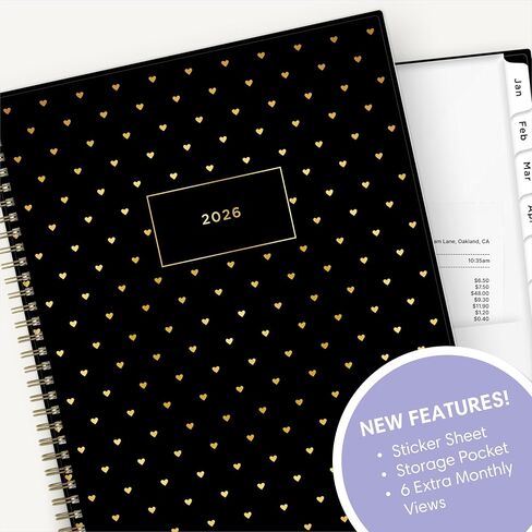 Blue Sky Ashley G 2026 Weekly and Monthly Planner Calendar, January 2026 - December 2026, 8.5" x 11", Flexible Cover, Durable Twin Wire Binding, Laminated Tabs, Pocket & Stickers, Sweetheart Black in Saudi Arabia
