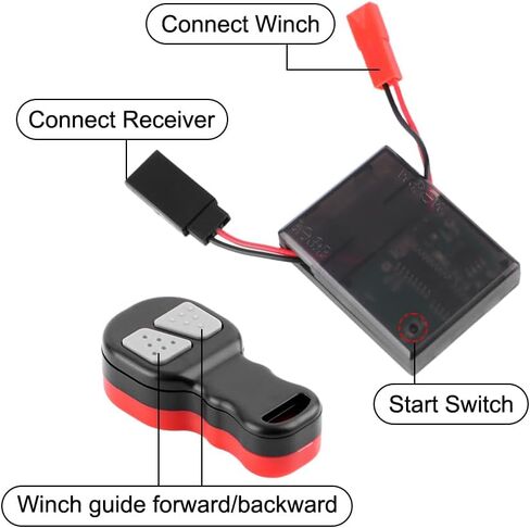 GLOBACT 1/10 RC Wireless Winch Remote Controller and Receiver Replacement Kit for Axial SCX10 90046 TRX4 Tamiya RC4WD Redcat HPI 1/10 RC Crawler Upgrade Parts in Saudi Arabia