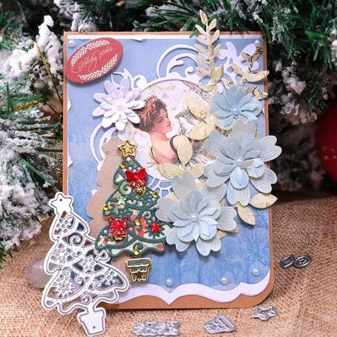 Christmas Cutting Dies Xmas Tree Metal Cutting Stencil Template Molds for DIY Scrapbooking Photo Album Decorative Embossing Paper Dies for Card Making Templated in Saudi Arabia