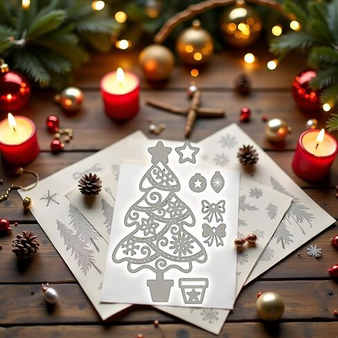 Christmas Cutting Dies Xmas Tree Metal Cutting Stencil Template Molds for DIY Scrapbooking Photo Album Decorative Embossing Paper Dies for Card Making Templated in Saudi Arabia