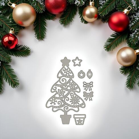 Christmas Cutting Dies Xmas Tree Metal Cutting Stencil Template Molds for DIY Scrapbooking Photo Album Decorative Embossing Paper Dies for Card Making Templated in Saudi Arabia