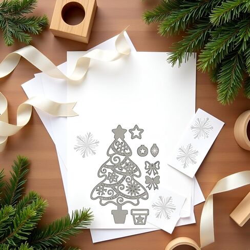 Christmas Cutting Dies Xmas Tree Metal Cutting Stencil Template Molds for DIY Scrapbooking Photo Album Decorative Embossing Paper Dies for Card Making Templated in Saudi Arabia