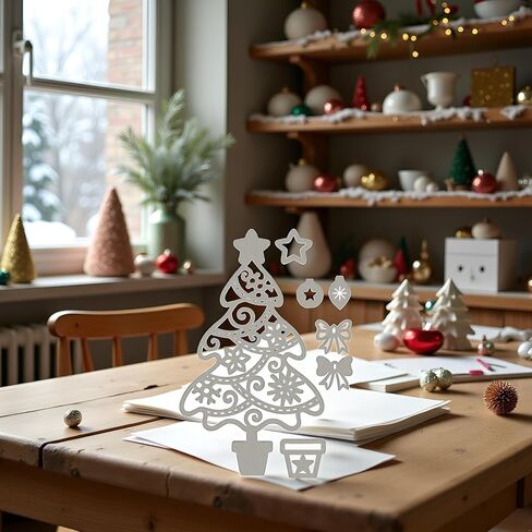Christmas Cutting Dies Xmas Tree Metal Cutting Stencil Template Molds for DIY Scrapbooking Photo Album Decorative Embossing Paper Dies for Card Making Templated in Saudi Arabia