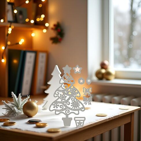 Christmas Cutting Dies Xmas Tree Metal Cutting Stencil Template Molds for DIY Scrapbooking Photo Album Decorative Embossing Paper Dies for Card Making Templated in Saudi Arabia