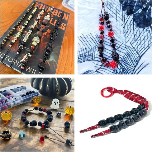 الهيب هوب نمط الاكريليك جمجمة 15 ملم حفر حفرة كبيرة لسوار DIY ، سلسلة المفاتيح ، المجوهرات ، سلسلة الهاتف ، 220 قطعة ، أسود (أسود مطلق) in Saudi Arabia