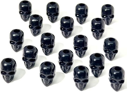 الهيب هوب نمط الاكريليك جمجمة 15 ملم حفر حفرة كبيرة لسوار DIY ، سلسلة المفاتيح ، المجوهرات ، سلسلة الهاتف ، 220 قطعة ، أسود (أسود مطلق) in Saudi Arabia
