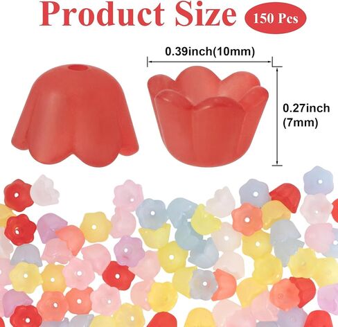 120pcs Bellflower Lradient Flower Beads Mini Bellflower Blossom Beads Acrylic Charm Valentines Decoration for Bracelets Netclace Mowner in Kuwait