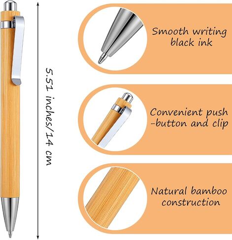 50Pcs Bamboo Pens, Bulk Wooden Pens, Engraving Wooden Ballpoint, Wood Natural Engraving Retractable Pen for Women Men Office Teacher Volunteer in Saudi Arabia
