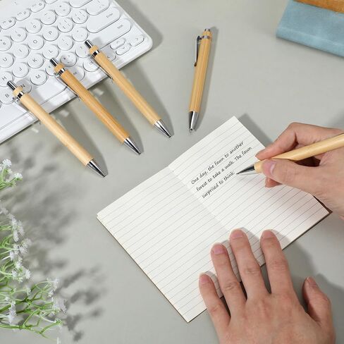 50Pcs Bamboo Pens, Bulk Wooden Pens, Engraving Wooden Ballpoint, Wood Natural Engraving Retractable Pen for Women Men Office Teacher Volunteer in Saudi Arabia