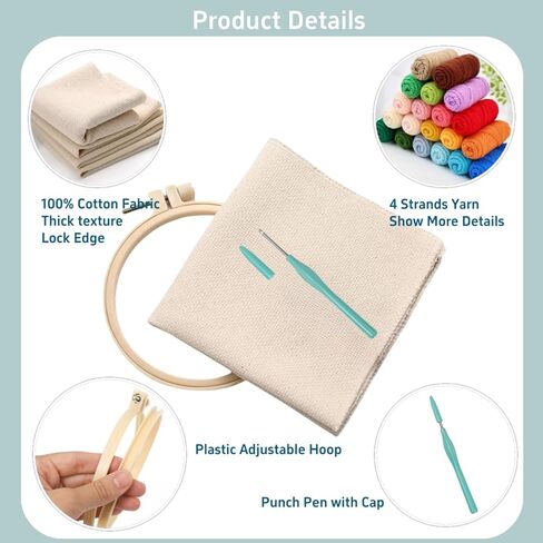 Punch Needle Kits A Sheep in Flowers Embroidery Starter Set with Hoop Easy for Beginners DIY Stress Relief Handmade Craft Hobby and Home Decor 20x20cm-1 in Saudi Arabia