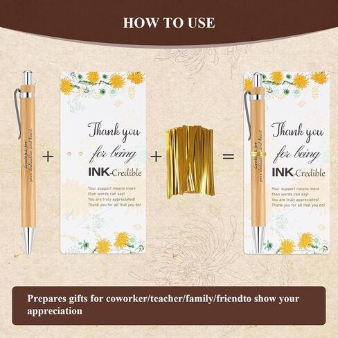 24 Set Employee Graduation Appreciation Gifts Bulk – Inspirational Bamboo Pens with Thank You Cards, Motivation Gifts for Teachers, Coworkers, Volunteers, Paraprofessionals, and Staff in Saudi Arabia