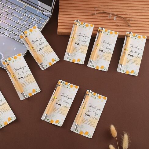 24 Set Employee Graduation Appreciation Gifts Bulk – Inspirational Bamboo Pens with Thank You Cards, Motivation Gifts for Teachers, Coworkers, Volunteers, Paraprofessionals, and Staff in Saudi Arabia