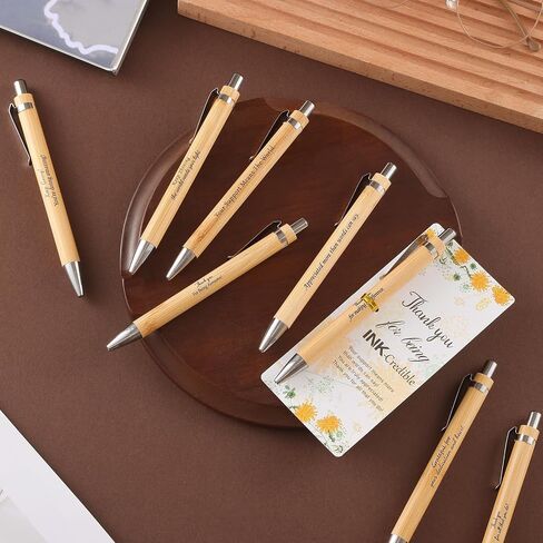 24 Set Employee Graduation Appreciation Gifts Bulk – Inspirational Bamboo Pens with Thank You Cards, Motivation Gifts for Teachers, Coworkers, Volunteers, Paraprofessionals, and Staff in Saudi Arabia