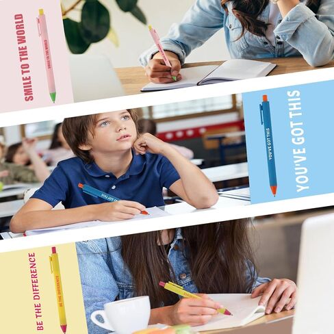 Caigans & CM 12 PCS أقلام محفوظة للسحب مع تأكيدات إيجابية - أقلام اقتباس ملهمة مضحكة للمكتب والمدرسة والمنزل (هدية كبيرة للموظفين والمعلمين والطلاب) in Saudi Arabia