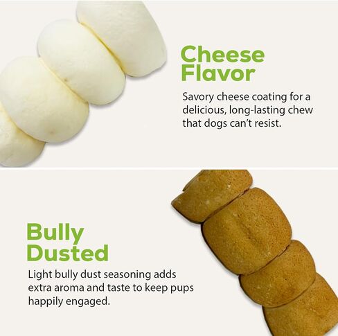 Healthy Dogma 4" Beef Cheek Rolls for Dogs – Mixed Pack Cheese Flavor & Bully Dusted Chews – Natural Collagen Beef Cheek Rolls – Long Lasting Dog Treats – 6 Pack in Kuwait