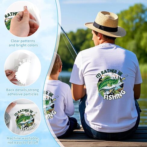 12 Sheets Fishing Iron on Transfers for T-Shirts, Funny DTF Transfers Ready to Press Heat Transfers Vinyl, Iron on Patches Decals for Clothes Canvas Bag Hoodie Pillow Covers DIY Crafts in Saudi Arabia