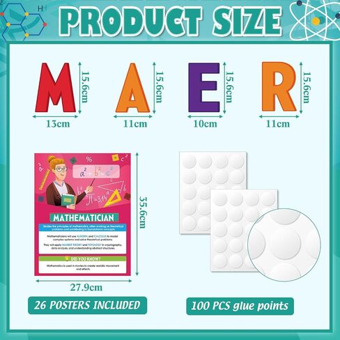 Funrous 15 Pcs Math Career Posters Bulk Math Bulletin Board Decorations for Classroom 11x14in Elementary Educational Career Study Materials for High Middle School Wall School Hallways Teacher Office in Saudi Arabia