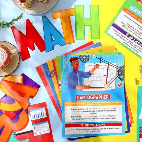 Funrous 15 Pcs Math Career Posters Bulk Math Bulletin Board Decorations for Classroom 11x14in Elementary Educational Career Study Materials for High Middle School Wall School Hallways Teacher Office in Saudi Arabia