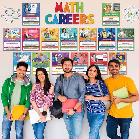 Funrous 15 Pcs Math Career Posters Bulk Math Bulletin Board Decorations for Classroom 11x14in Elementary Educational Career Study Materials for High Middle School Wall School Hallways Teacher Office in Saudi Arabia