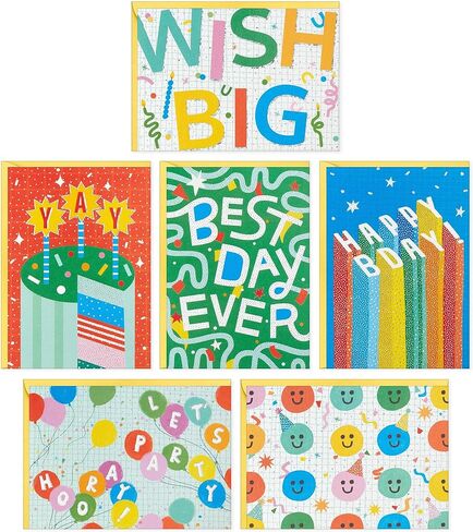 Hallmark Assorted Kids Birthday Cards (24 Blank Cards with Envelopes) Wish Big, Best Day Ever in Saudi Arabia