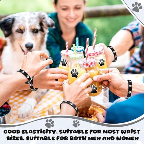 Soulchen 50 Pcs Paw Print Silicone Bracelets with 100pcs Dog Paw Sticker Rubber Wristbands for Birthday Puppy Animal Baby Shower Party Decorations Supplies Accessories Goodie Bag Favor(Blue) in Kuwait
