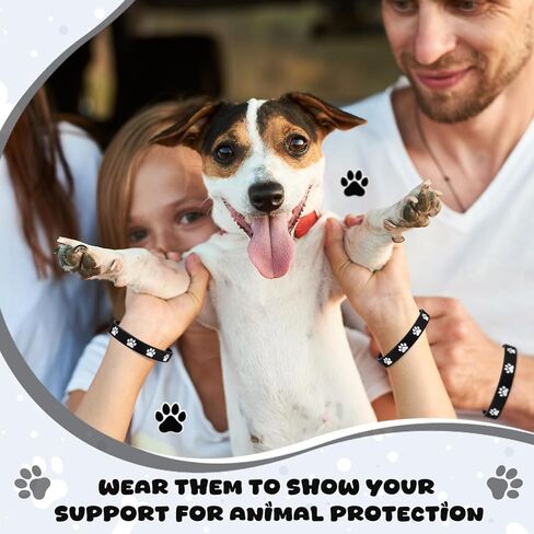 Soulchen 50 Pcs Paw Print Silicone Bracelets with 100pcs Dog Paw Sticker Rubber Wristbands for Birthday Puppy Animal Baby Shower Party Decorations Supplies Accessories Goodie Bag Favor(Blue) in Kuwait