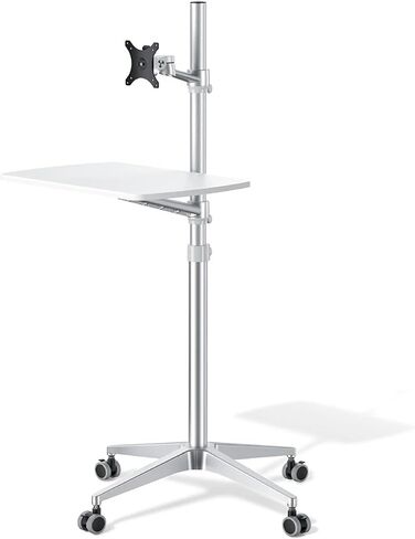 UT-2 MOTION ERGONIMIC FULL MOTION 2-in-1 LAPTOP FLOOR STAND STAND MONITION لوحة مفاتيح الطرف قابلة للتعديل المكتب المحمول المحمول المحمول (Silver) in Saudi Arabia