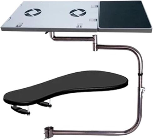 Multifunctional full-motion chair clamp laptop table stand with fan + square mouse pad + chair arm clamp mouse pad(Silver) in Saudi Arabia