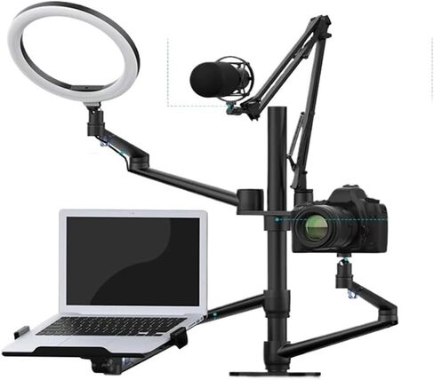 Desktop live broadcast stand set 6 in 1 with 10-inch LED ring light microphone mount monitor stand laptop stand in Saudi Arabia