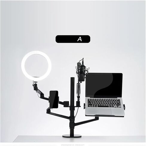 Desktop live broadcast stand set 6 in 1 with 10-inch LED ring light microphone mount monitor stand laptop stand in Saudi Arabia