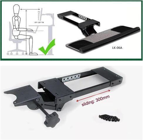 LK06AD Ergonomic Sliding Tilt XL Size Wrist Rest Keyboard Stand with Two Mouse Pads for Computer Desk Keyboard Tray Stand(LK06A) in Saudi Arabia