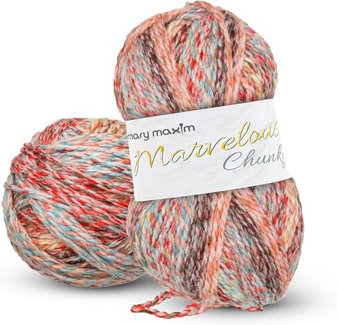 Mary Maxim Marvelous Chunky Yarn, 5 Weight, 2 Ply Bulky Yarn for Crocheting and Knitting, Ultra Soft Acrylic for Blankets, Sweaters and Home Decor, 1 Skein, 270 Yards, Sweet Stuff in Kuwait