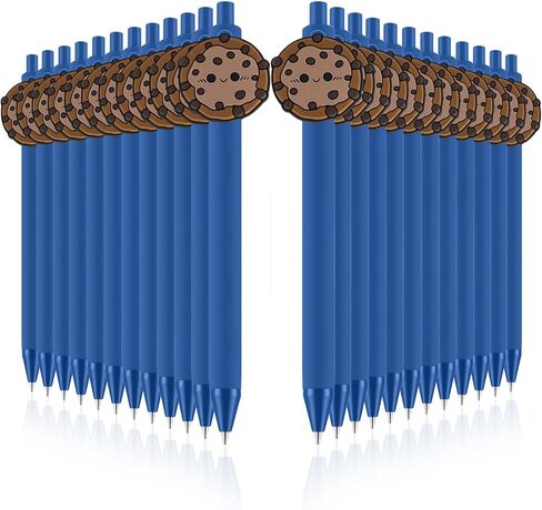 24 Pcs Cookie Blue Ballpoint Pen Bulk Retractable Writing Black Ink Pens Gift for Cookie Baby Shower Party Supplies Teacher Student School Birthday Decoration Party Supplies in Kuwait