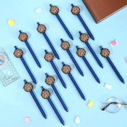 24 Pcs Cookie Blue Ballpoint Pen Bulk Retractable Writing Black Ink Pens Gift for Cookie Baby Shower Party Supplies Teacher Student School Birthday Decoration Party Supplies in Kuwait