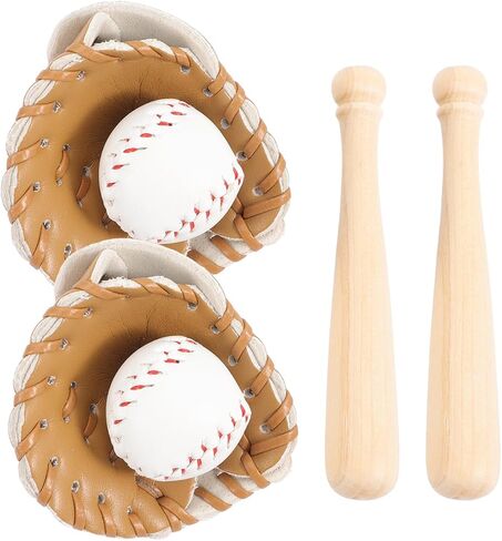 Garneck 2 مجموعات مصغرة Batball Bat and Glove Kit: Dollhouse Decorations Associory Simulation Tiny Baseball Cake Topper - Kids Birthday Party Favors Props Props in Saudi Arabia
