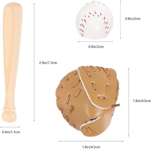 Garneck 2 مجموعات مصغرة Batball Bat and Glove Kit: Dollhouse Decorations Associory Simulation Tiny Baseball Cake Topper - Kids Birthday Party Favors Props Props in Saudi Arabia