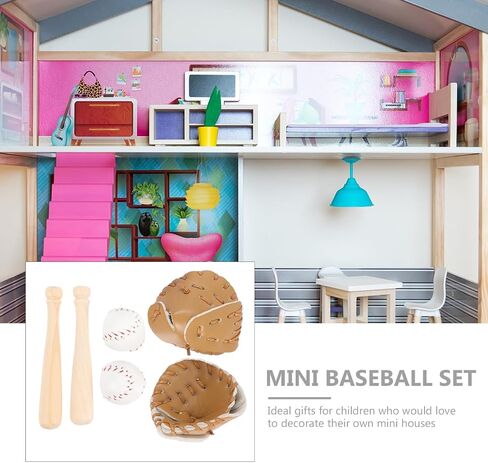 Garneck 2 مجموعات مصغرة Batball Bat and Glove Kit: Dollhouse Decorations Associory Simulation Tiny Baseball Cake Topper - Kids Birthday Party Favors Props Props in Saudi Arabia